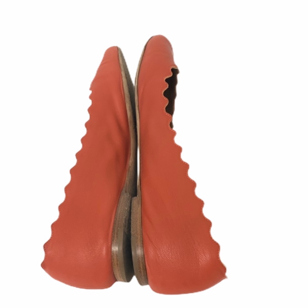 CHLOE Lauren Scalloped Flats Coral Size 36.5 - Picture 6 of 8